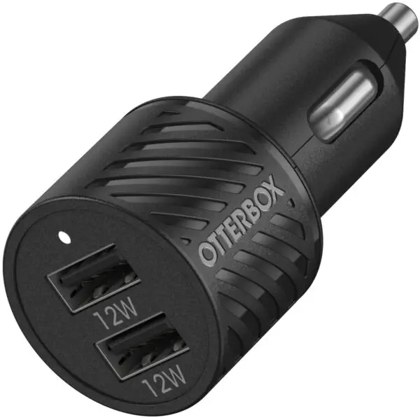 USB-A Dual Port Car Charger - 24W Black